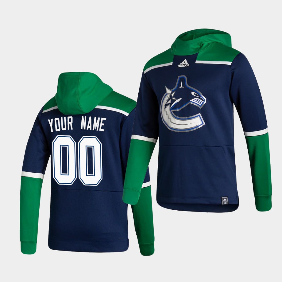 Men Vancouver Canucks #00 Your name Blue NHL 2021 Adidas Pullover Hoodie Jersey->vancouver canucks->NHL Jersey